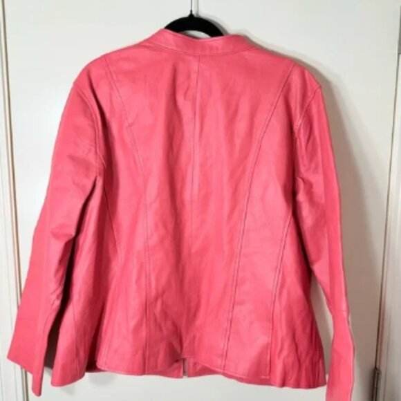 NWOT‎ Jessica London Women’s Plus Size Pink Leather Jacket Size 24W - Picture 6 of 9